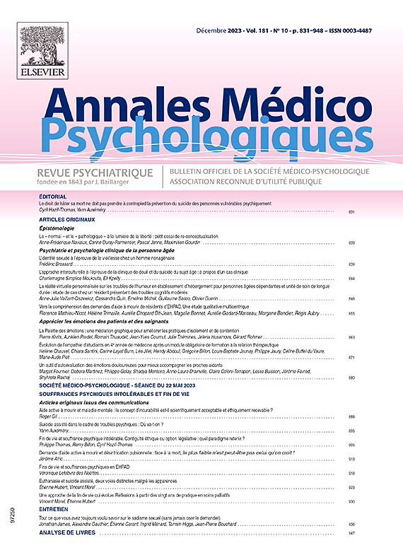 Go to journal home page - Annales Médico-psychologiques, revue psychiatrique